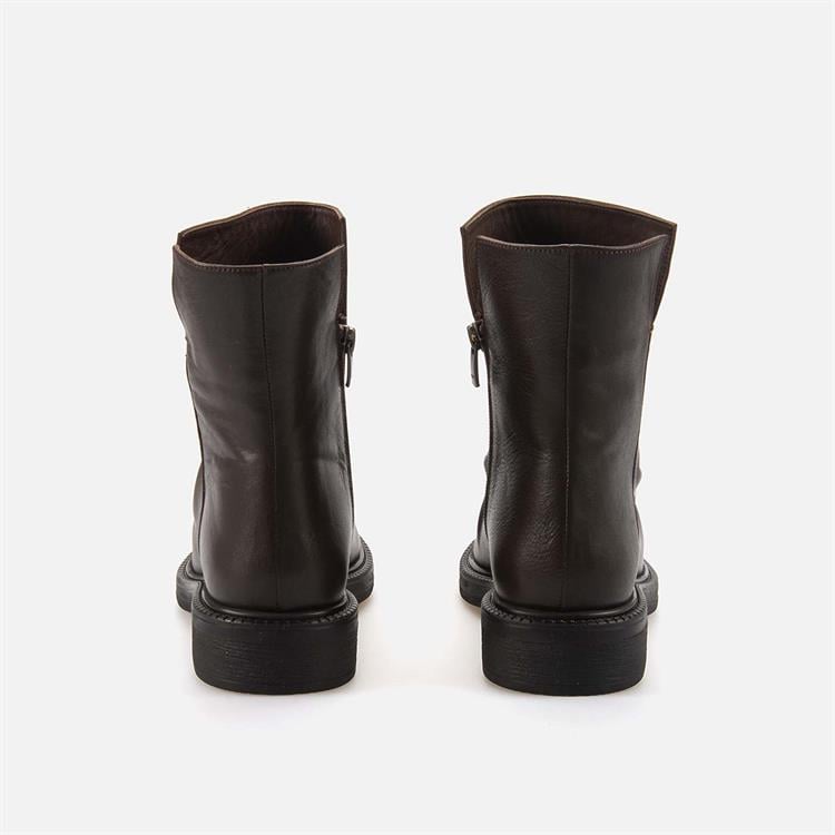 Kemal Tanca Kadın Hakiki Deri Kauçuk Taban Kahverengi Topuklu Bot 