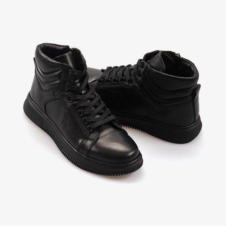 Kemal Tanca Hakiki Deri Kauçuk Taban Siyah Erkek Günlük Bot 1860