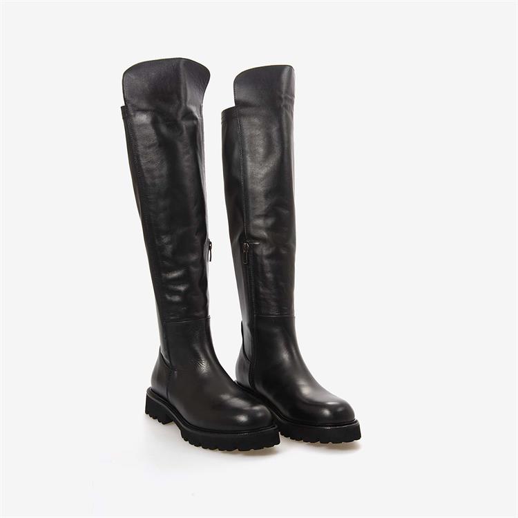 Kemal Tanca Hakiki Deri Siyah Kadın Çizme 7011