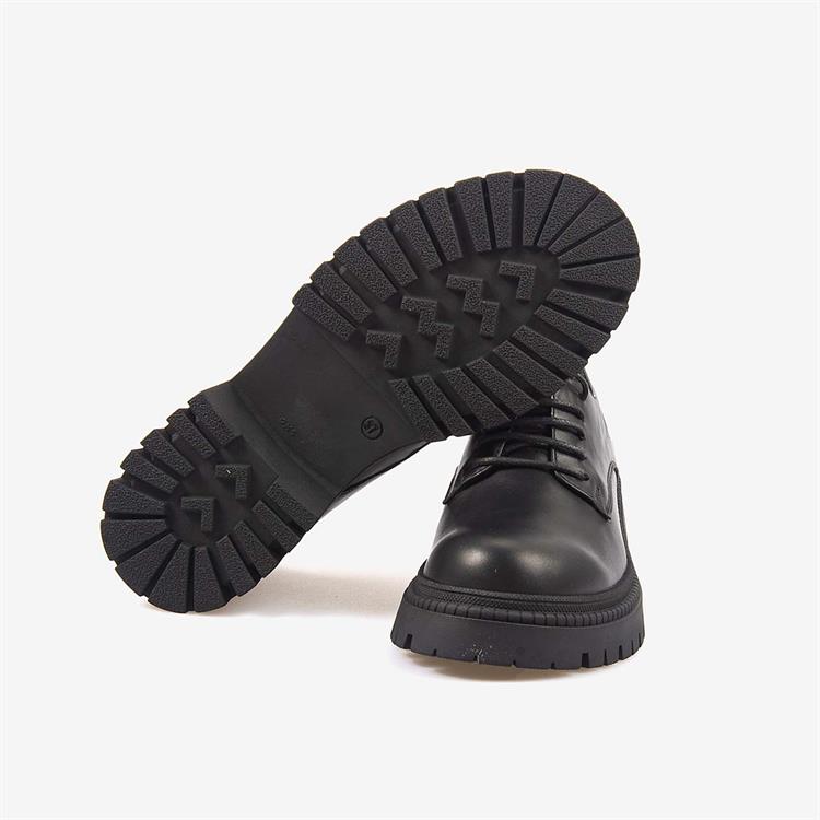 Kemal Tanca Hakiki Deri Siyah Kadın Günlük Bağcıklı Ayakkabı 51465