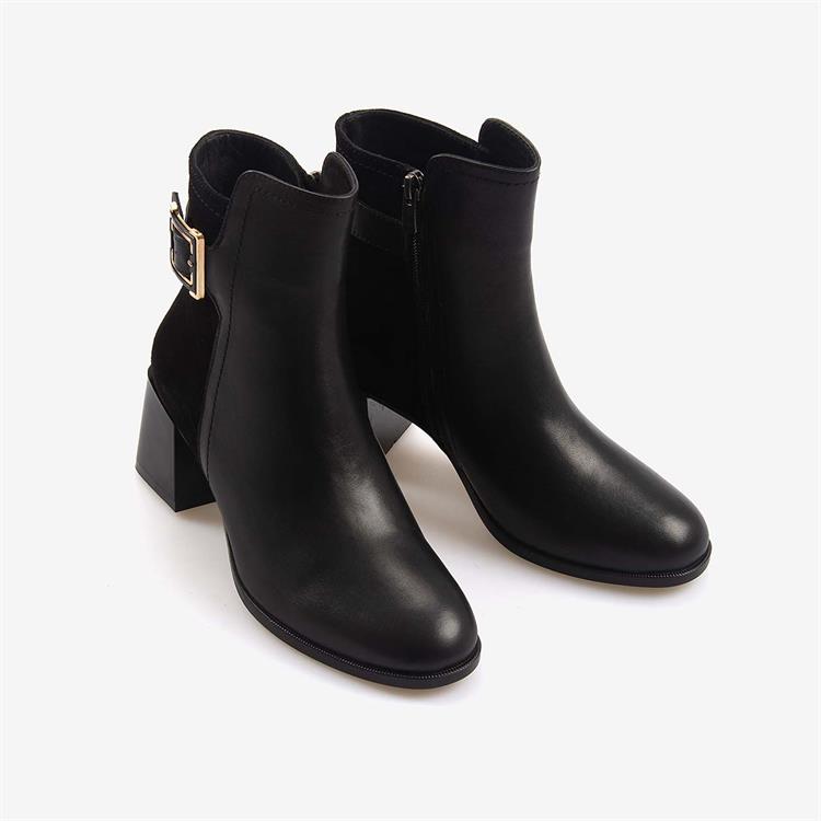 Kemal Tanca Hakiki Deri & Süet Kadın Topuklu Bot 24577