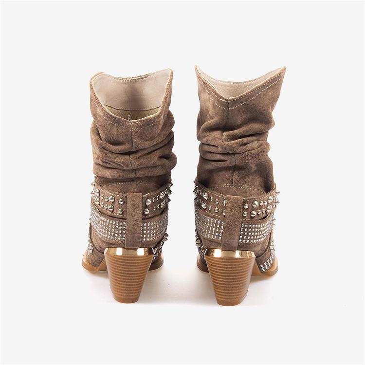 Kemal Tanca Hakiki Deri Süet Kadın Western Bot 26-103152K