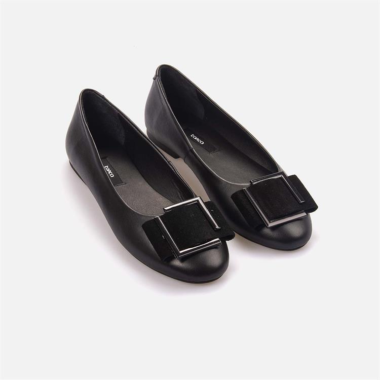 Kemal Tanca Kadın Hakiki Deri Tpu Taban Siyah Napa Babet 