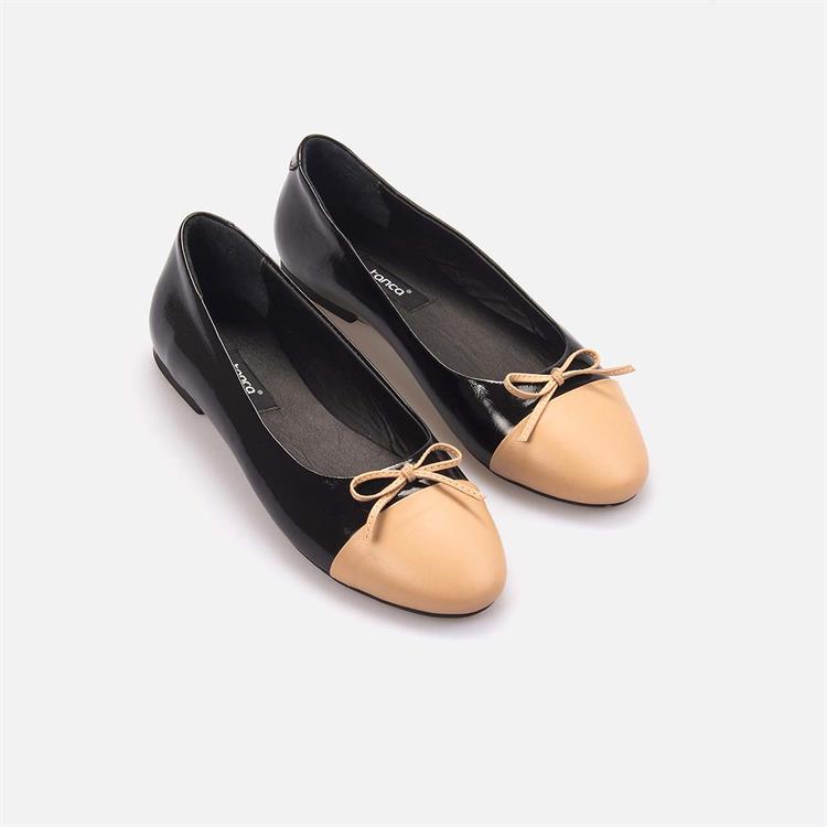 Kemal Tanca Kadın Hakiki Deri Tpu Taban Siyah-Bej Napa Babet 