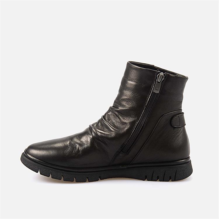 Kemal Tanca Kadın Hakiki Deri Kauçuk Taban Siyah Günlük Bot