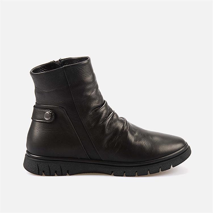 Kemal Tanca Kadın Hakiki Deri Kauçuk Taban Siyah Günlük Bot