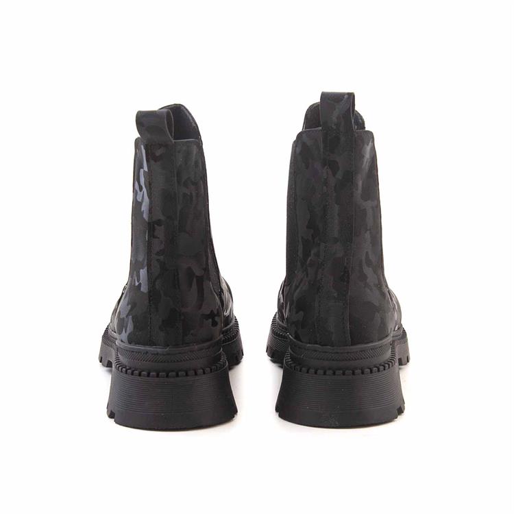 Kemal Tanca Kadın Hakiki Deri Poli Taban Siyah Kamuflaj Günlük Bot