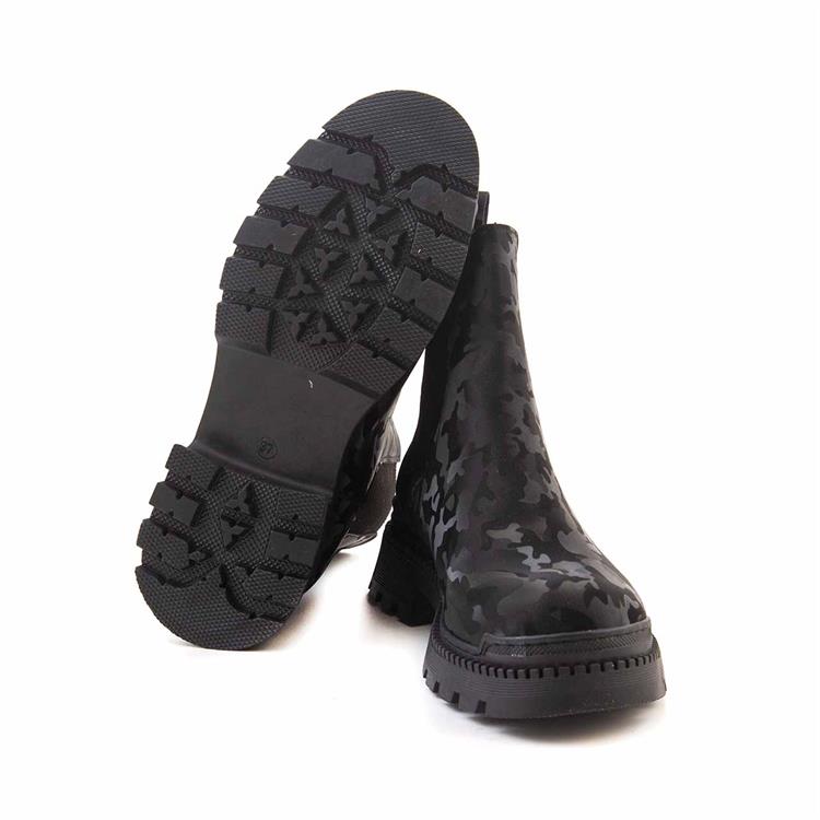 Kemal Tanca Kadın Hakiki Deri Poli Taban Siyah Kamuflaj Günlük Bot