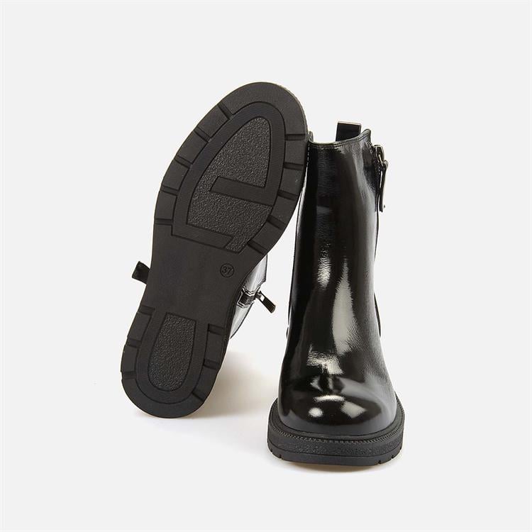 Kemal Tanca Kadın Rugan Kauçuk Taban Siyah Günlük Bot