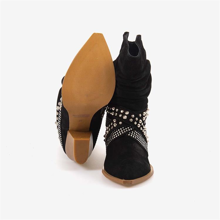 Kemal Tanca  Hakiki Süet Deri Kadın Western Bot 26-103152K