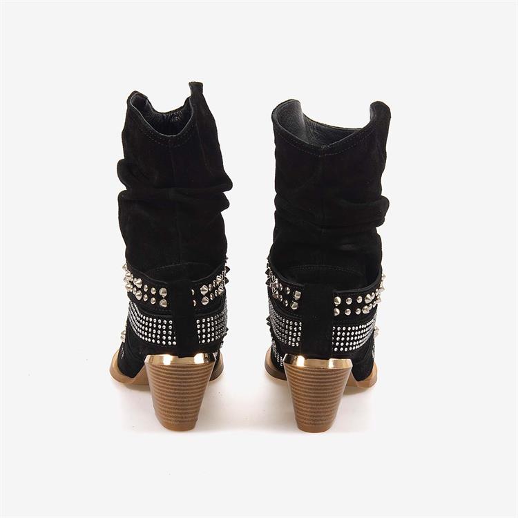 Kemal Tanca  Hakiki Süet Deri Kadın Western Bot 26-103152K