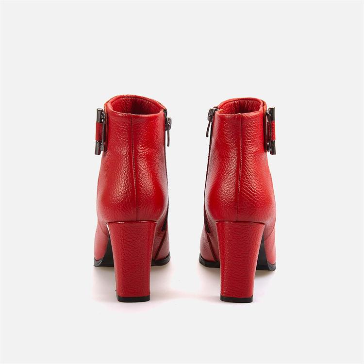 Kemal Tanca Kadın Hakiki Deri Kauçuk Taban Kırmızı Günlük Bot