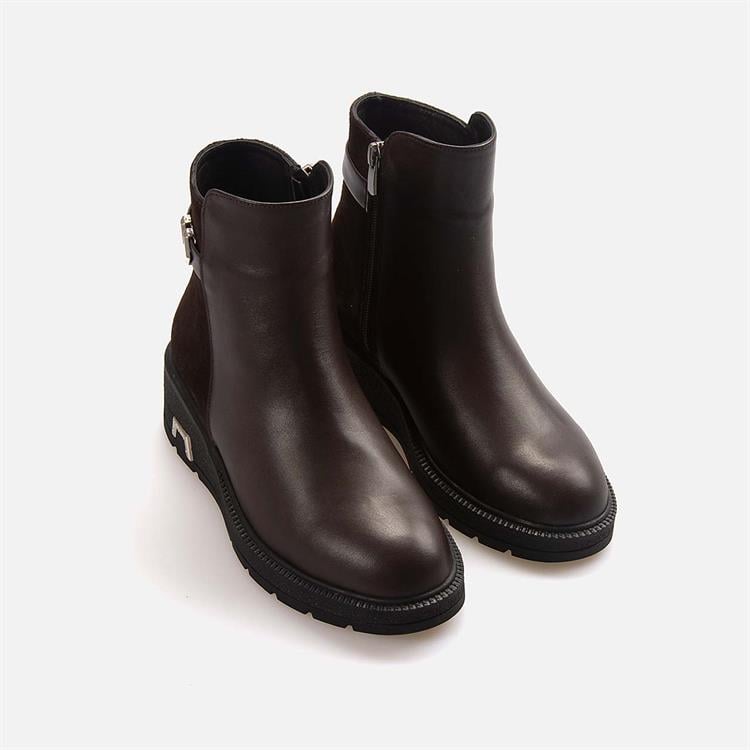 Kemal Tanca Kadın Hakiki Deri Kauçuk Taban Kahverengi Günlük Bot