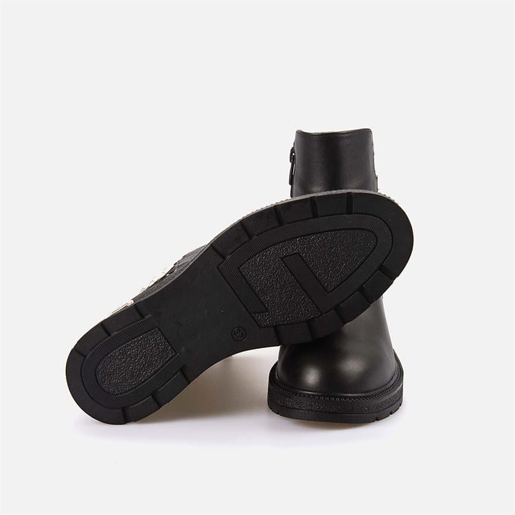 Kemal Tanca Kadın Hakiki Deri Kauçuk Taban Siyah Günlük Bot