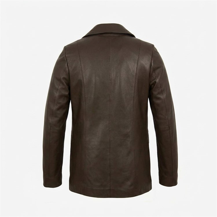 Kemal Tanca Kadın Ceket Yaka Çift Cepli Comfort Kahverengi Hakiki Deri Mont Blazer Ceket BO-1942