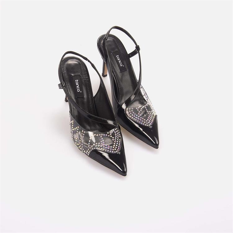 Kemal Tanca Kadın Şeffaf Malzeme Microlight Taban Siyah Gece & Abiye Ayakkabı