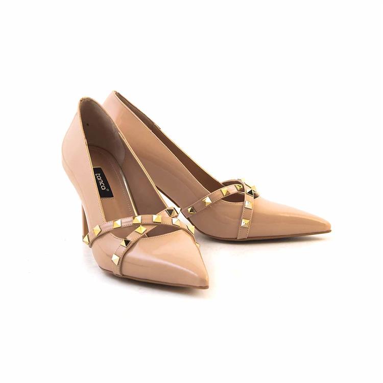 Kemal Tanca Kadın Rugan Deri Bej Parlak Gece & Abiye Ayakkabı