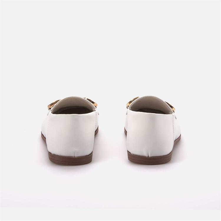 Kemal Tanca Kadın Hakiki Deri Kauçuk Taban Beyaz Loafer Konforlu Babet