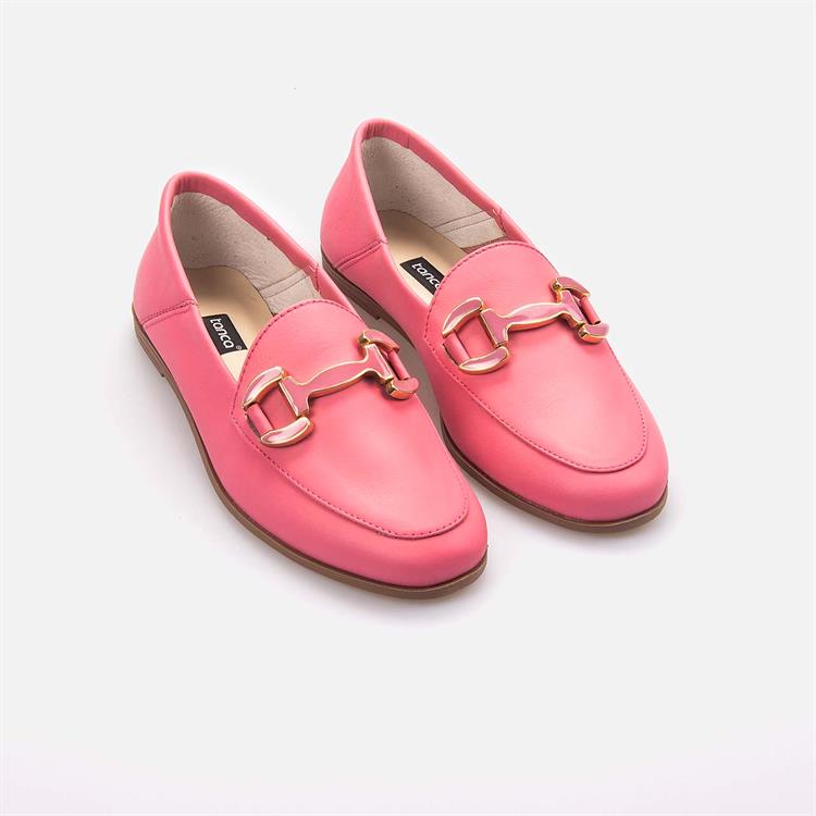 Kemal Tanca Kadın Hakiki Deri Kauçuk Taban Pembe Loafer Konforlu Babet