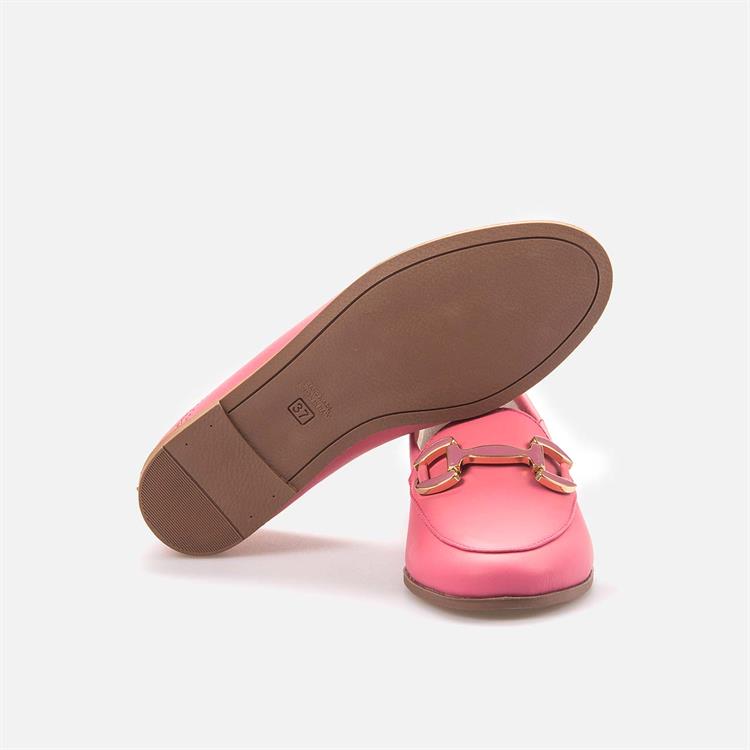 Kemal Tanca Kadın Hakiki Deri Kauçuk Taban Pembe Loafer Konforlu Babet