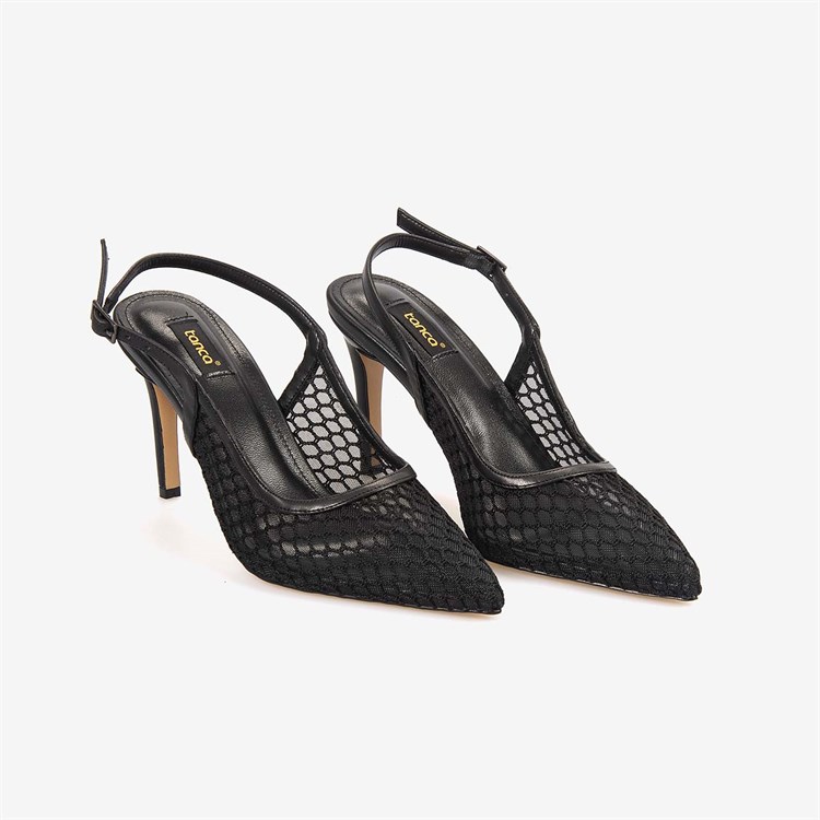 Kemal Tanca Kadın Neolit Taban Fileli Slingback 9,5cm İnce Topuklu Gece & Abiye Ayakkabı 1286