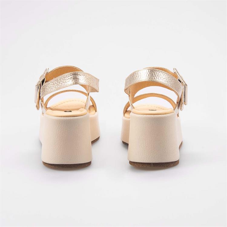 Kemal Tanca Kadın Hakiki Deri Poli Taban Altın Sarısı Sandalet 