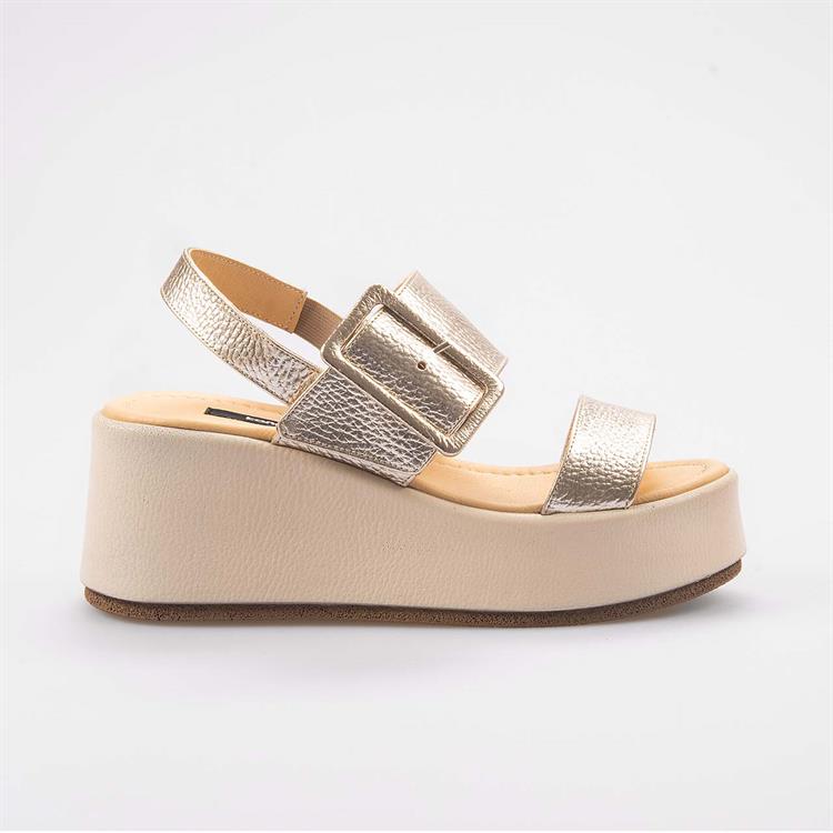 Kemal Tanca Kadın Hakiki Deri Poli Taban Altın Sarısı Sandalet 