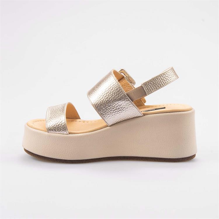 Kemal Tanca Kadın Hakiki Deri Poli Taban Altın Sarısı Sandalet 