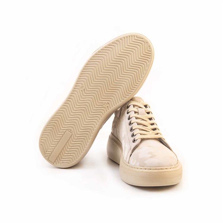 Kemal Tanca Kadın Rugan Deri Eva Taban Bej Kamuflaj Spor & Sneaker Ayakkabı