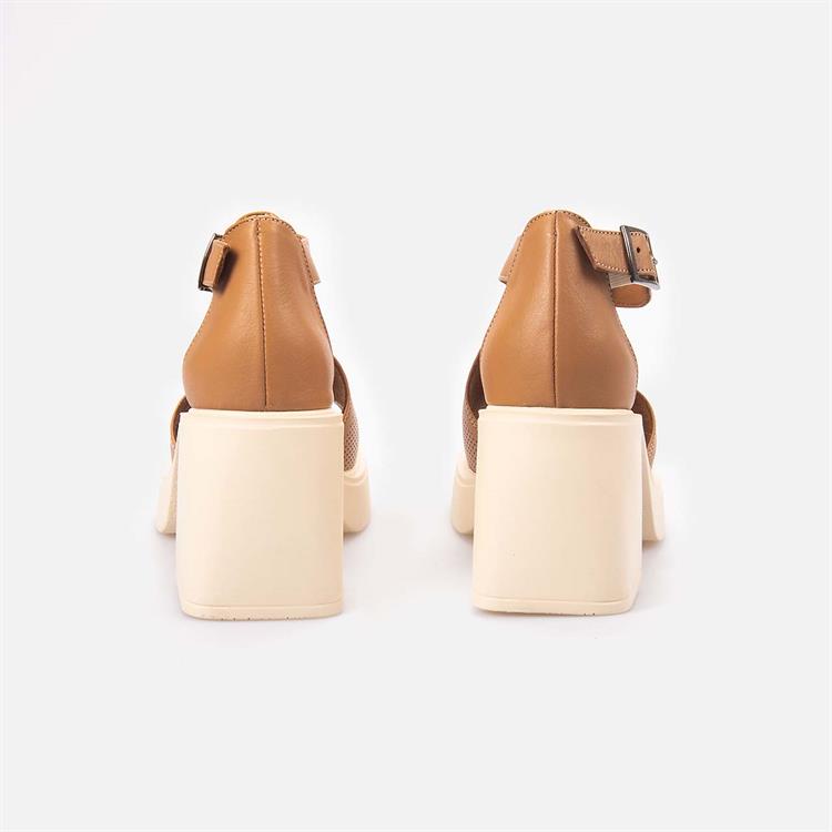 Kemal Tanca Kadın Hakiki Deri Poli Taban Taba Topuklu Sandalet