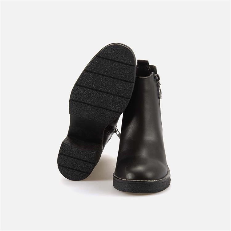 Kemal Tanca Kadın Hakiki Deri Kauçuk Taban Siyah Topuklu Bot 