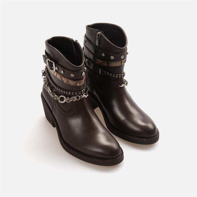 Kemal Tanca Kadın Hakiki Deri Kauçuk Taban Kahverengi Western Bot 