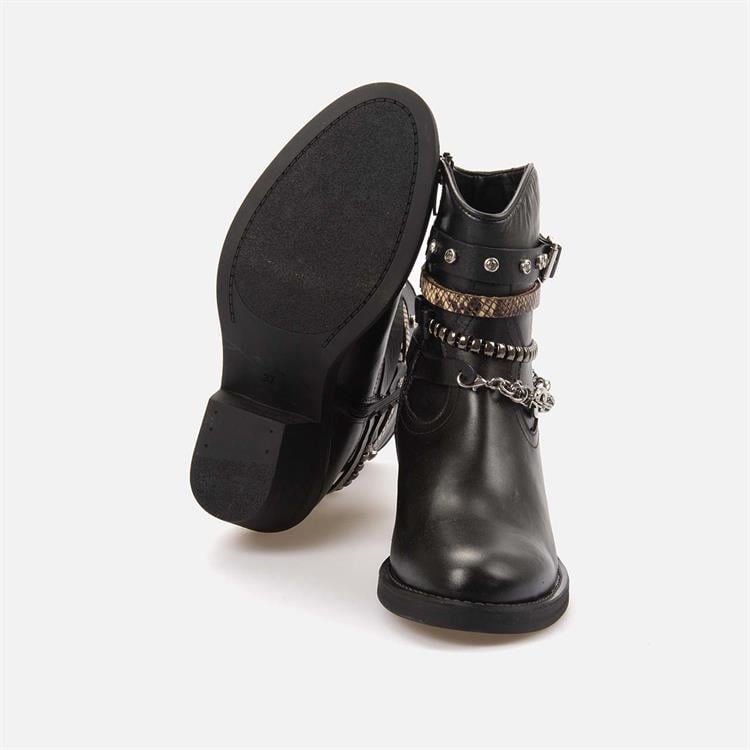 Kemal Tanca Kadın Hakiki Deri Kauçuk Taban Siyah Western Bot 