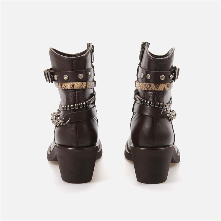 Kemal Tanca Kadın Hakiki Deri Kauçuk Taban Kahverengi Western Bot 