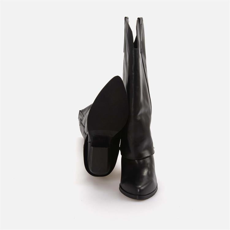 Kemal Tanca Kadın Hakiki Deri Termo Taban Siyah Western Bot Çizme