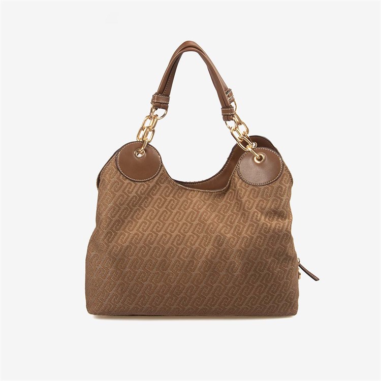 Liu Jo Kadın Vegan Kahverengi Monogram Logolu Zincir Saplı Satchel El Ve Omuz Çantası AF6024