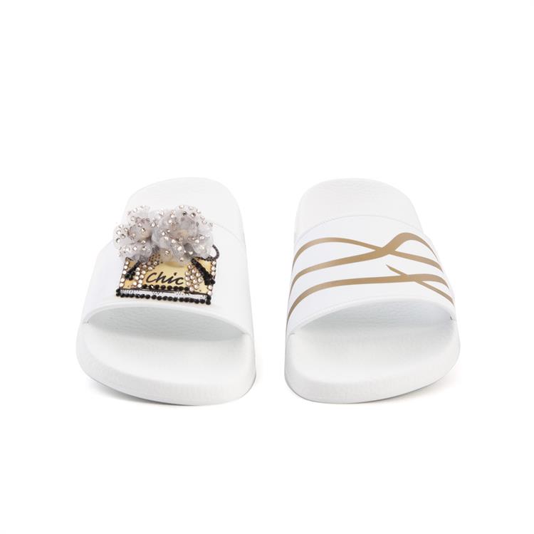 Menghi Kadın Pvc Pvc Taban Beyaz Terlik Terlik