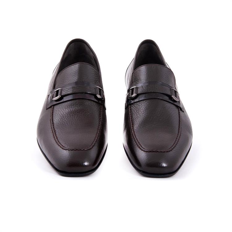 Mocassini Erkek Hakiki Deri Kösele Taban Kahverengi Klasik Ayakkabı