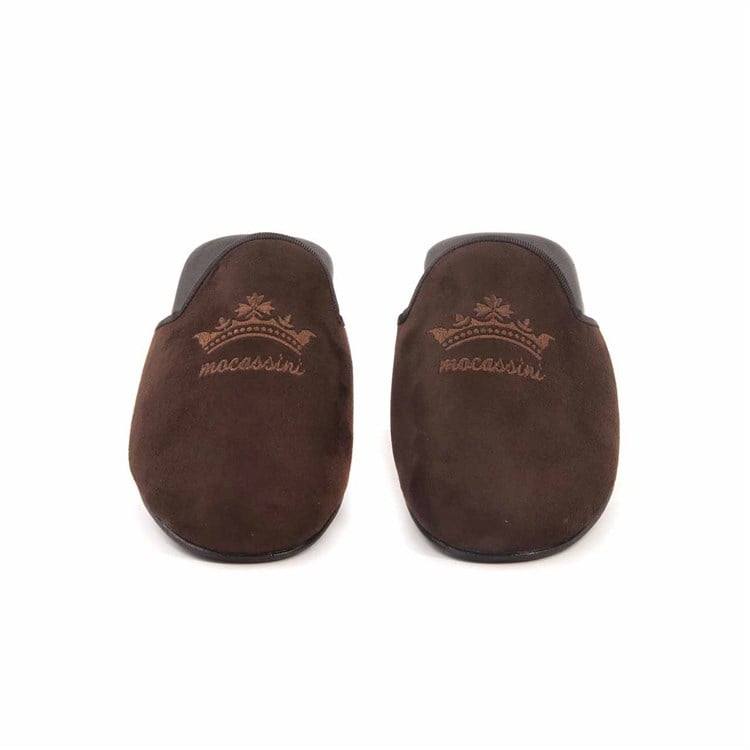Mocassini Erkek Hakiki Deri Kauçuk Taban Kahverengi Terlik Terlik