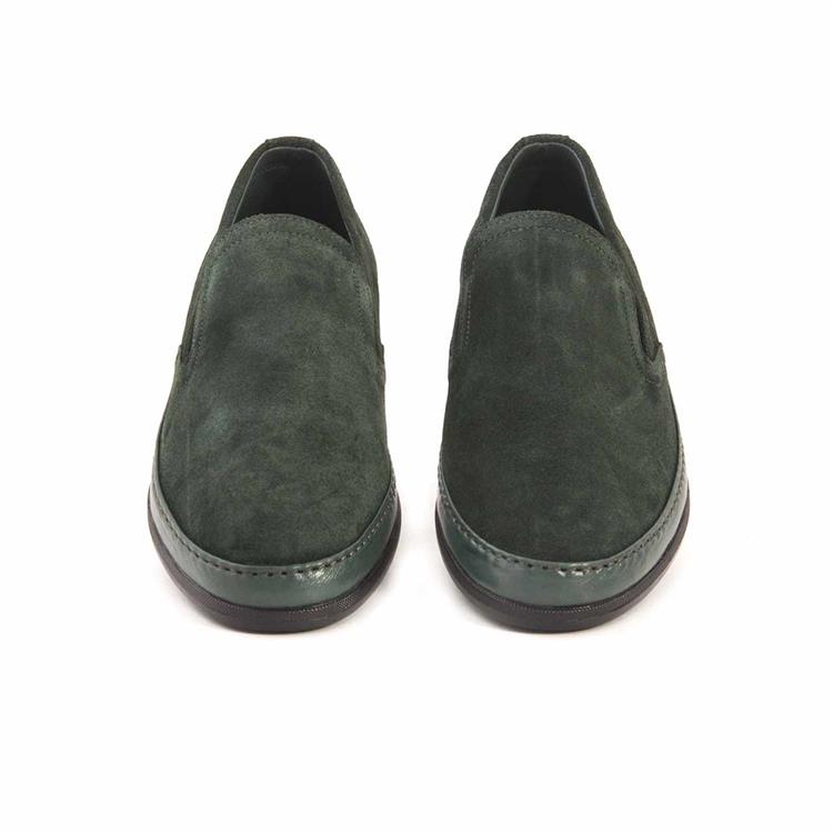 Mocassini Erkek Hakiki Deri Kauçuk Taban Yeşil Süet Günlük Ayakkabı