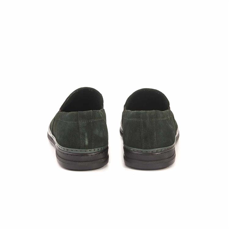 Mocassini Erkek Hakiki Deri Kauçuk Taban Yeşil Süet Günlük Ayakkabı