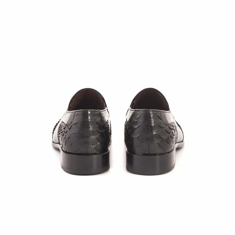 Mocassini Erkek Hakiki Deri Kösele Taban Siyah Klasik Ayakkabı