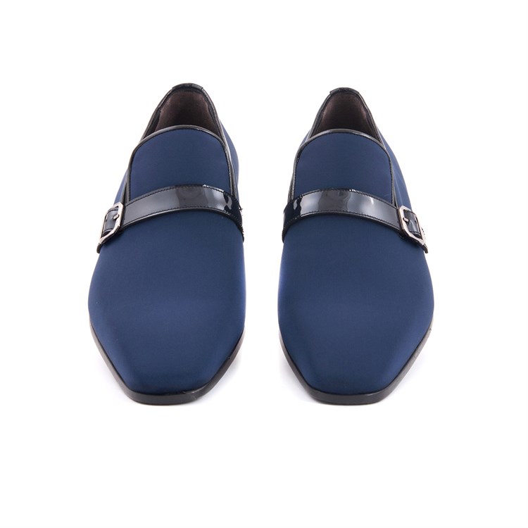 Mocassini Erkek Hakiki Deri Kösele Taban Lacivert Klasik Ayakkabı