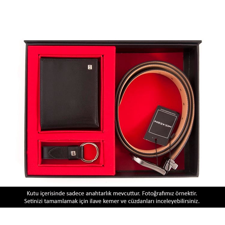 Mocassini Erkek Hakiki Deri Siyah Anahtarlık Anahtarlık