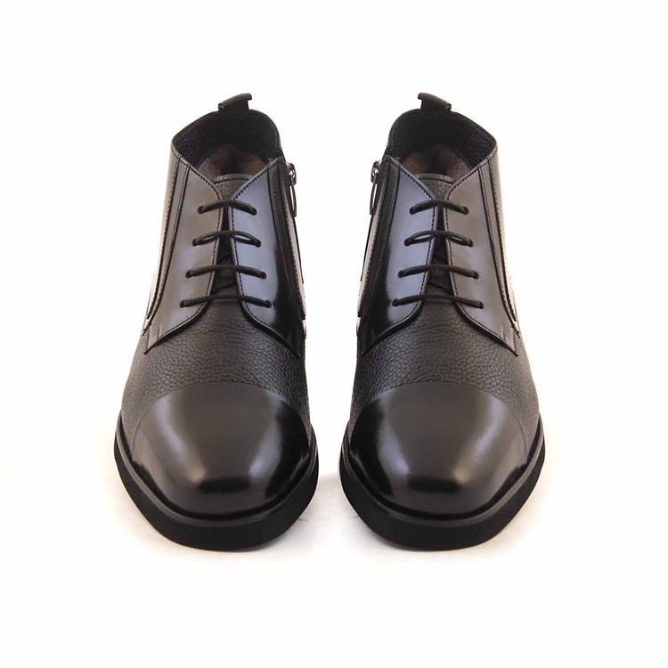 Mocassini Erkek Hakiki Deri Kauçuk Taban Siyah Bot 