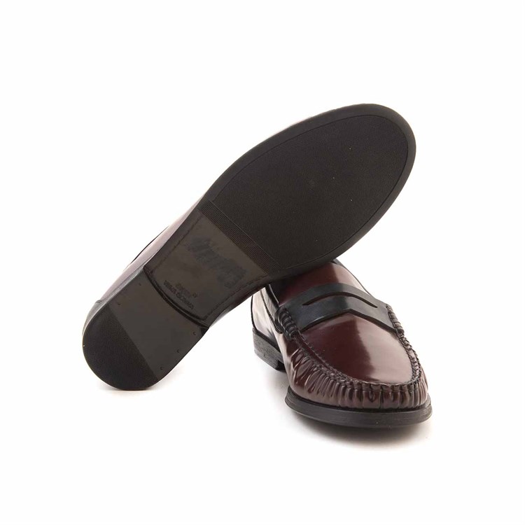 Mocassini Erkek Açma Deri Kauçuk Taban Bordo - Lacivert Günlük Ayakkabı