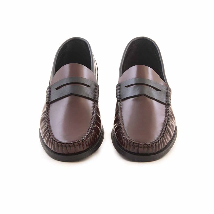 Mocassini Erkek Açma Deri Kauçuk Taban Bordo - Lacivert Günlük Ayakkabı