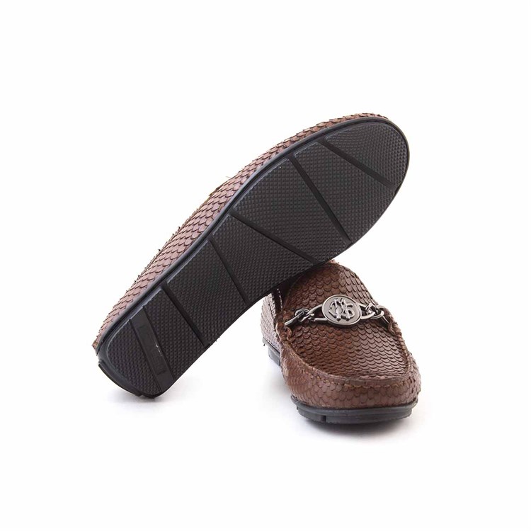 Mocassini Erkek Hakiki Deri Kauçuk Taban Kahverengi Günlük Ayakkabı