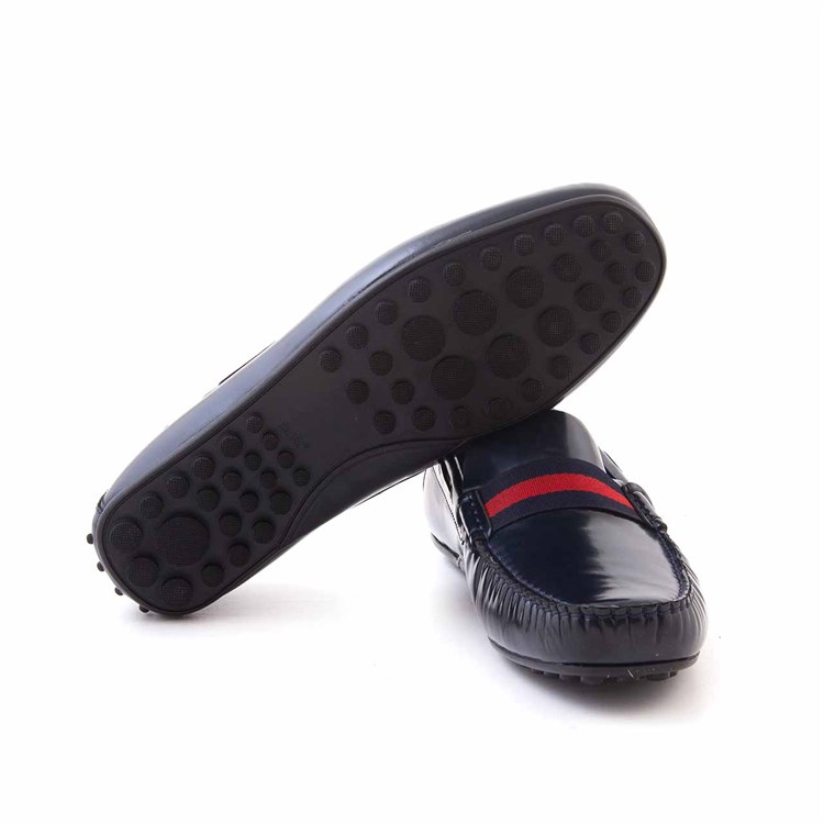 Mocassini Erkek Açma Deri Kauçuk Taban Lacivert Günlük Ayakkabı