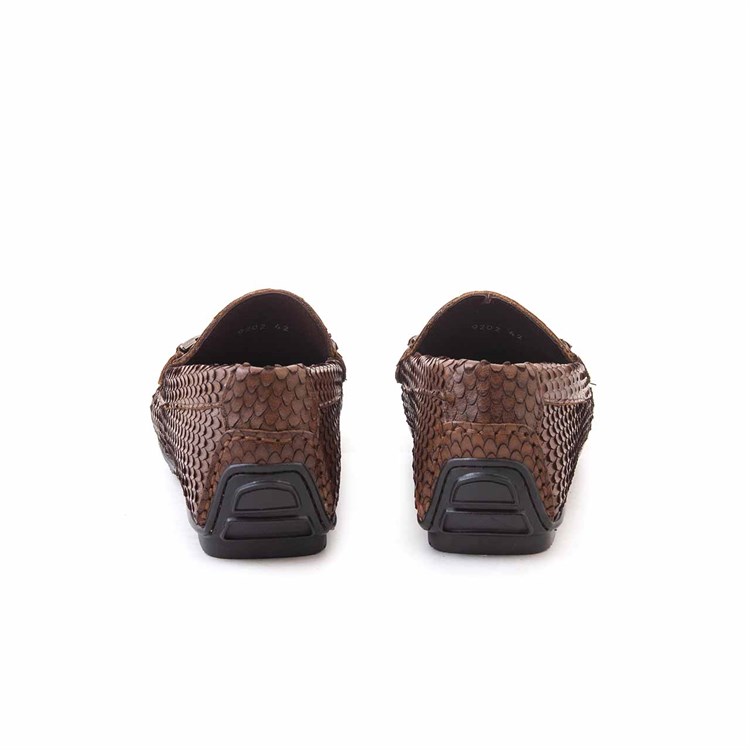 Mocassini Erkek Hakiki Deri Kauçuk Taban Kahverengi Günlük Ayakkabı